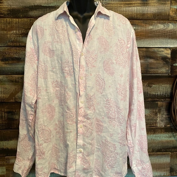 Saks Fifth Avenue Other - SAKS FIFTH AVENUE PURE LINEN MEN'S PAISLEY SHIRT